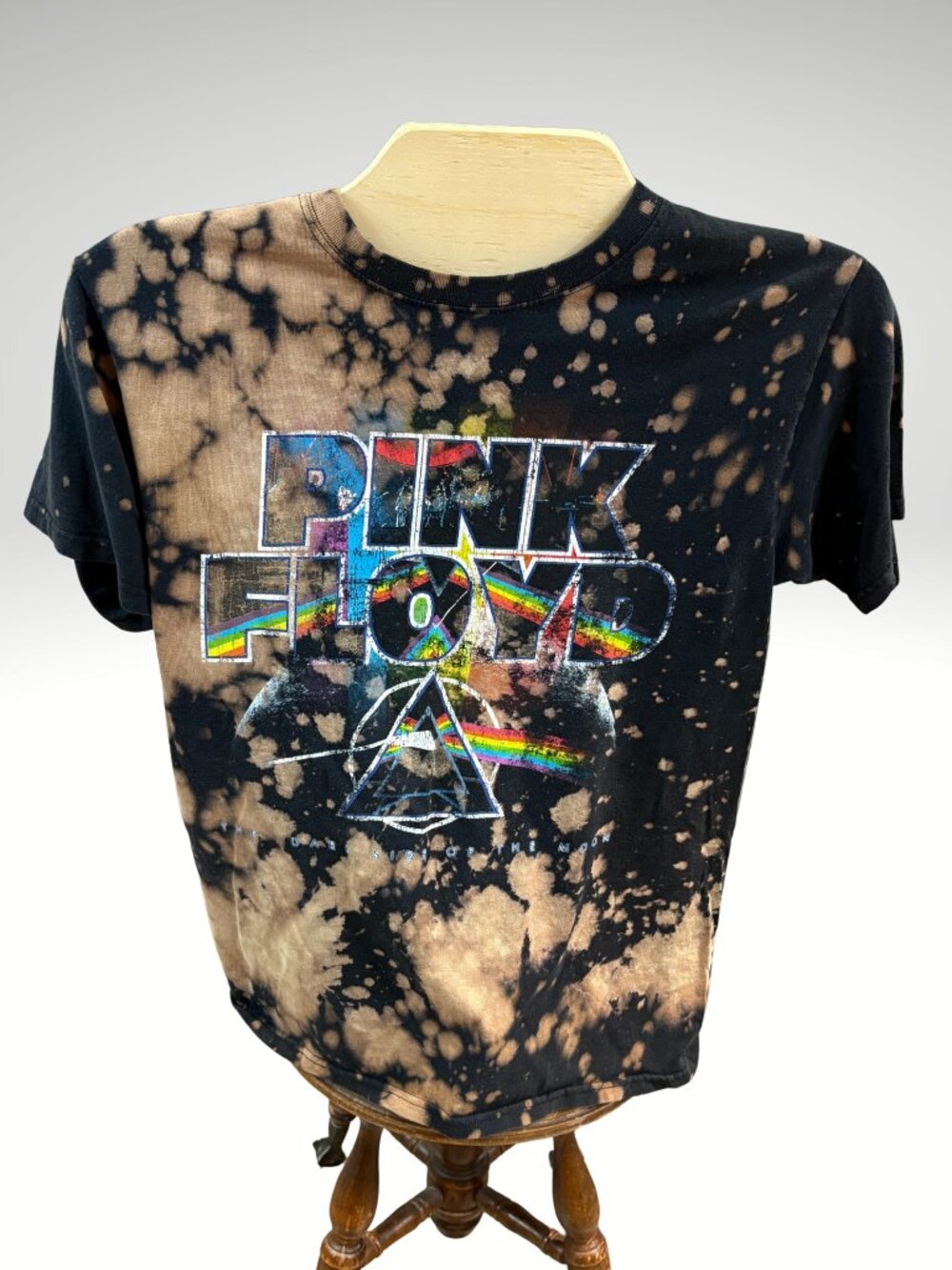 Pink Floyd Dark Side of the Moon Bleach Dye Rock Band Tee Men's Medium (SKU:39M)